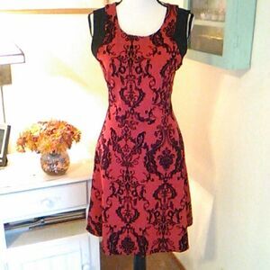 NWT Spense Red Flocked Dress